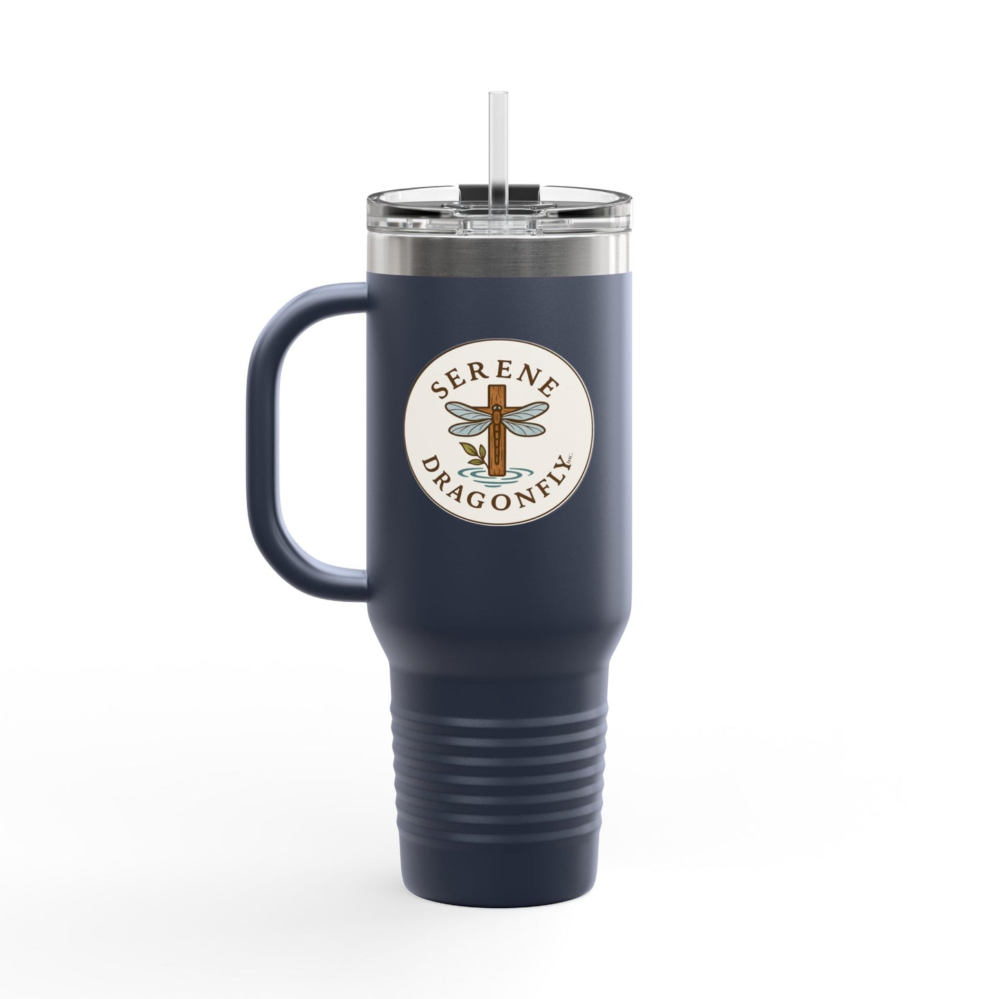 40oz Insulated Travel Mug — “In the Stillness I Find Peace” Scenic Dock Design