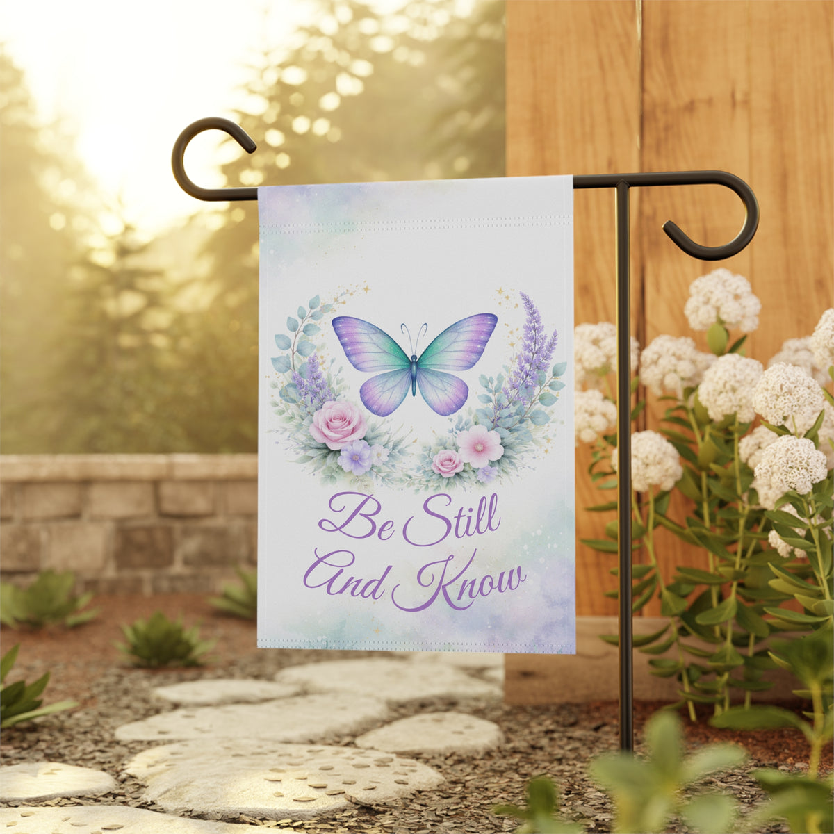 Be Still and Know Butterfly Garden Flag