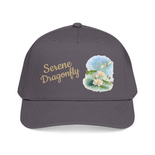 Serene Dragonfly Baseball Cap — Floral Watercolor Hat with 'Serene Dragonfly' Script