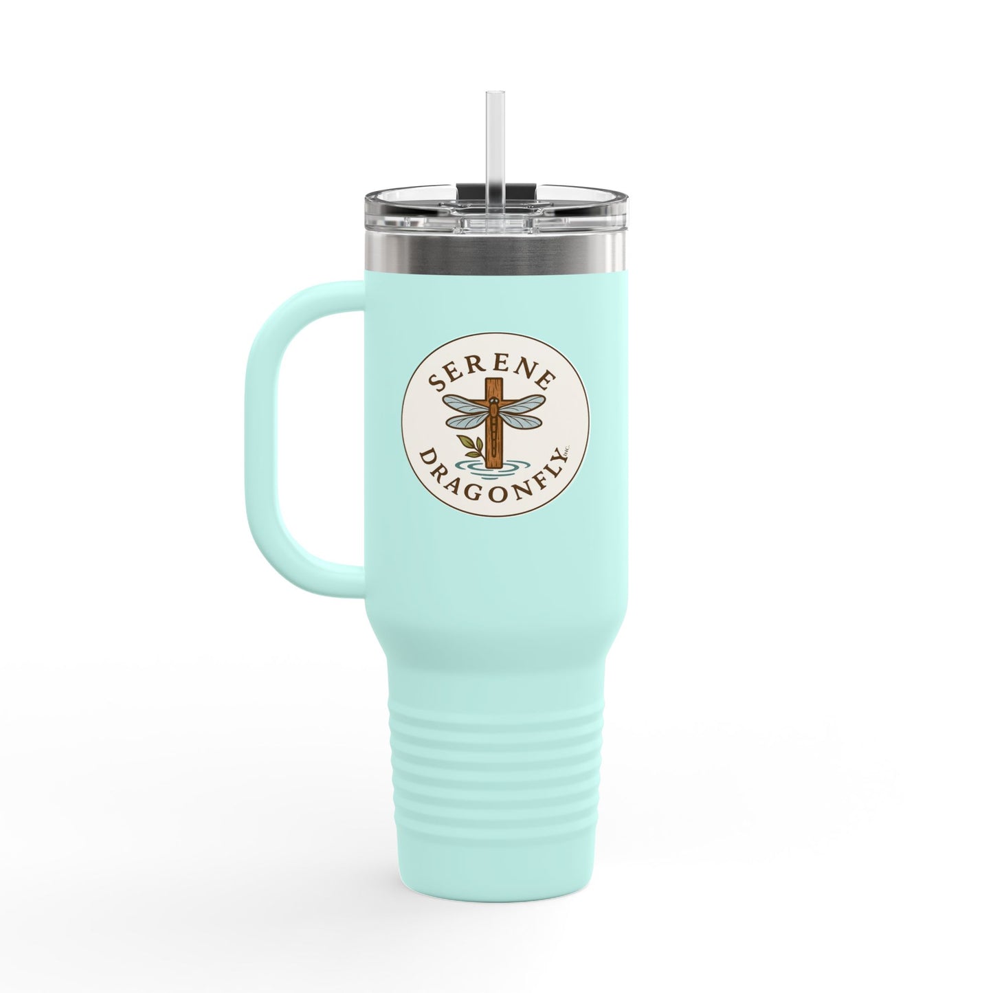 40oz Insulated Travel Mug — “In the Stillness I Find Peace” Scenic Dock Design