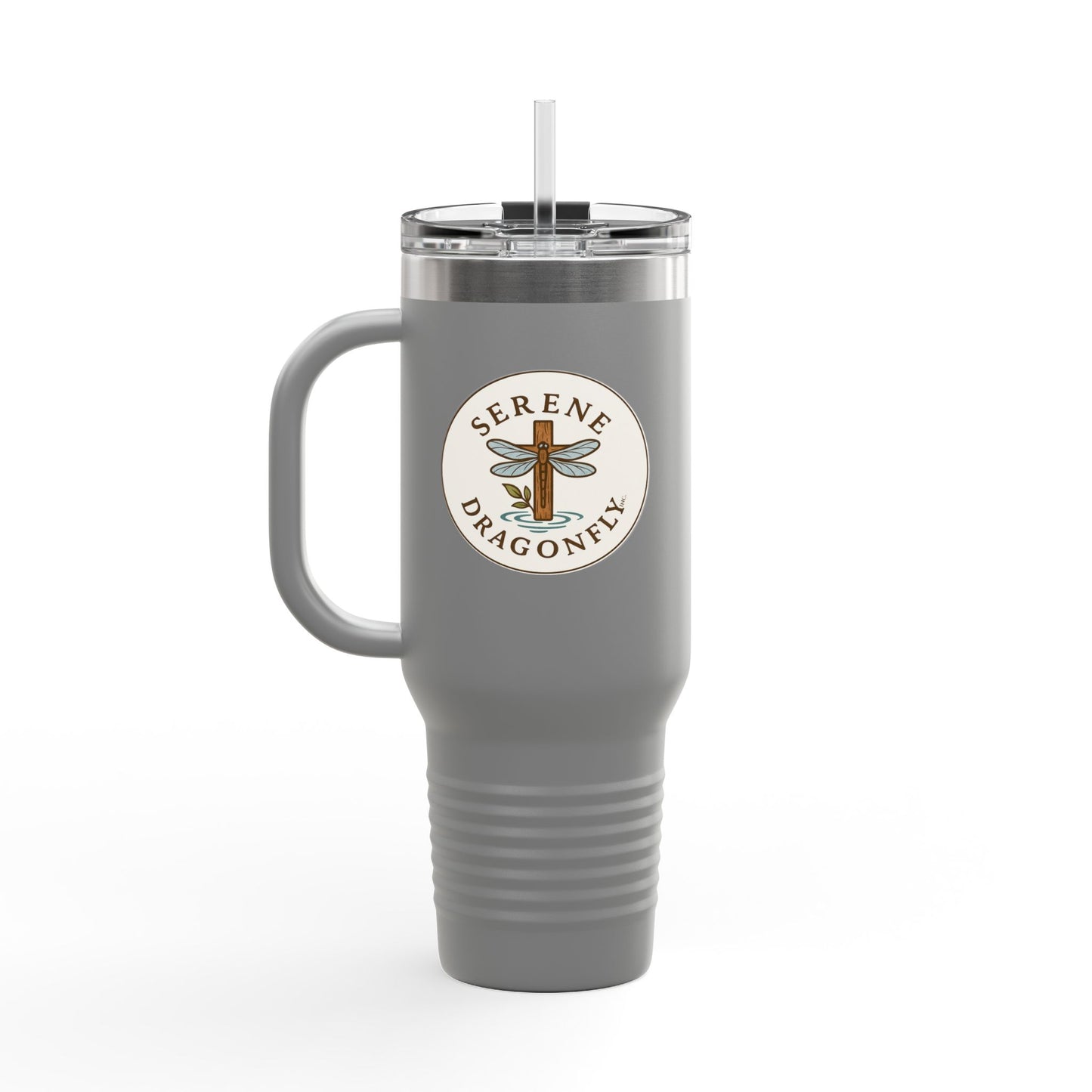 40oz Insulated Travel Mug — “In the Stillness I Find Peace” Scenic Dock Design