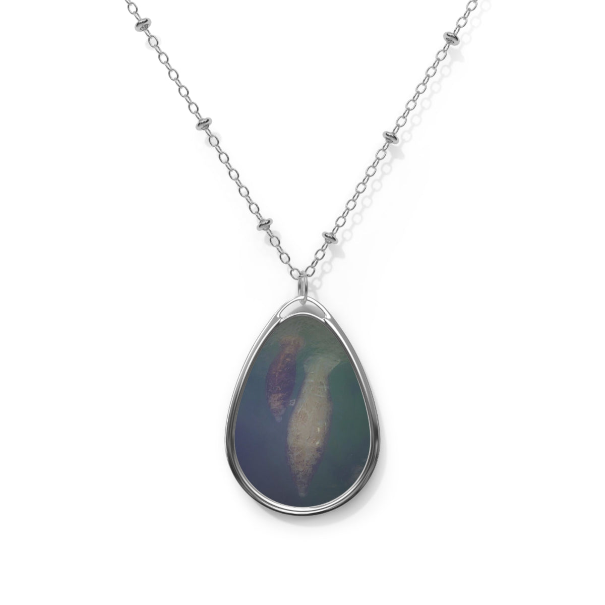 Oval Teardrop Photo Pendant Necklace — Personalized Oval Locket Necklace