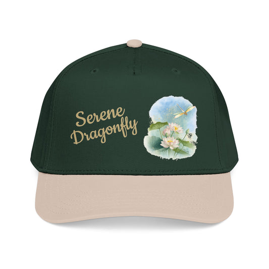 Serene Dragonfly Baseball Cap — Floral Watercolor Hat with 'Serene Dragonfly' Script